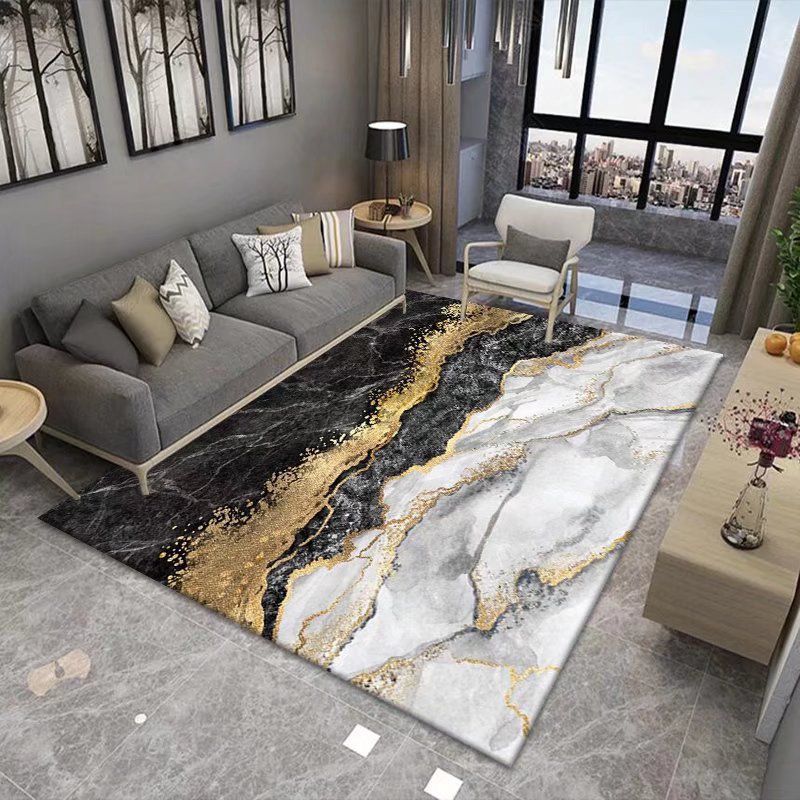 Purple Abstract Print Rug Polyester Pattern Rug Washable Rug for Home Decor
