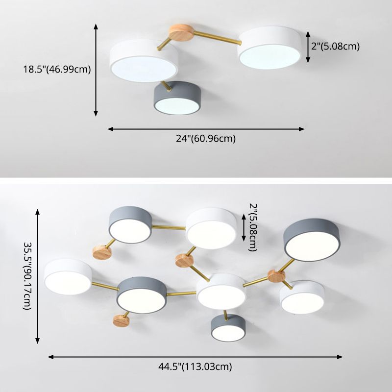 New Modern Sputnik Flush Mount Ceiling Light Metal Bedroom Flush Light in Grey
