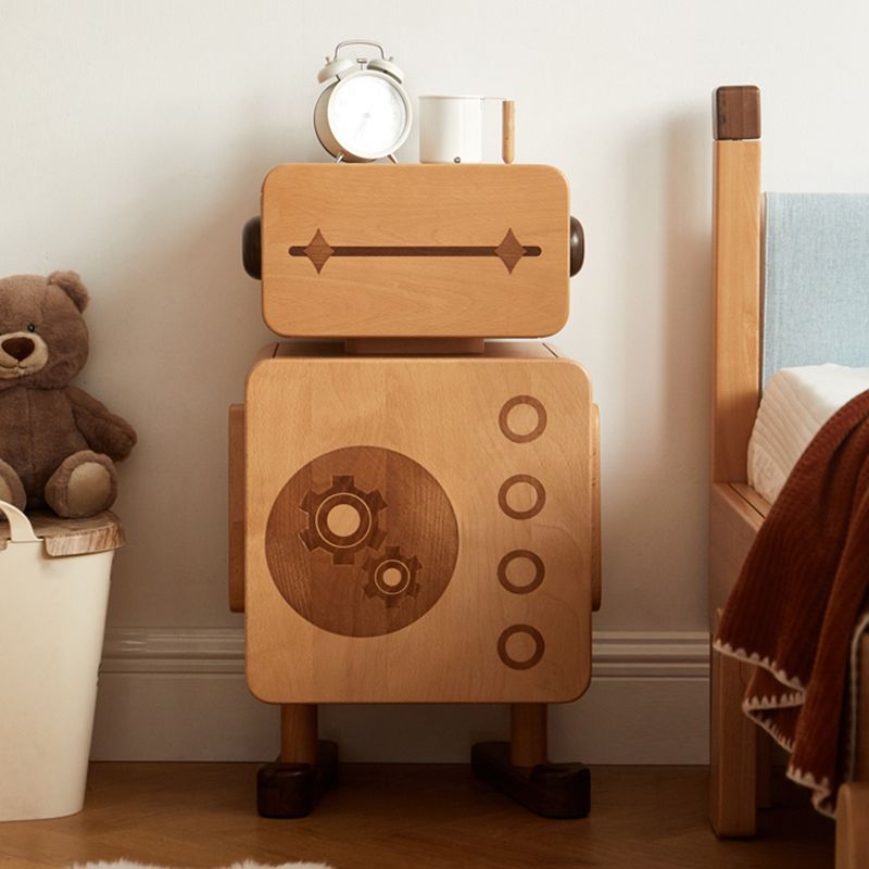Modern No Theme Solid Wood Kids Bedside Table with Cabinet and Drawer