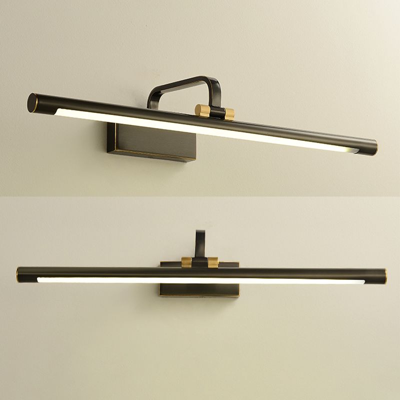 Single Light Metal Linear Wall Lighting Modern Style Mirror Wall Mounted Light Fixture in Black