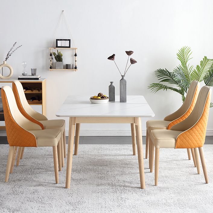 Rectangle Extendable Stone Dining Site Table Traditional Luxury Dinette Table for Home