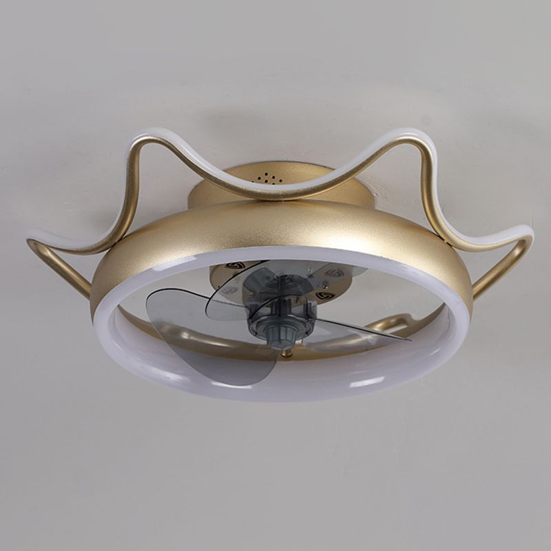 Goldene Finish Rundlüfter Lampe Einfachheit Metall LED Semi Flush-Mount Lighting für Schlafzimmer