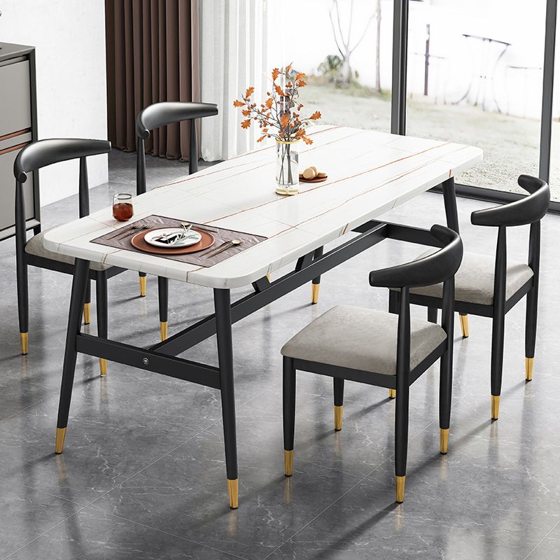 Kitchen Armless Dining Chair Dining Room Metal Legs Open Back Side Chair