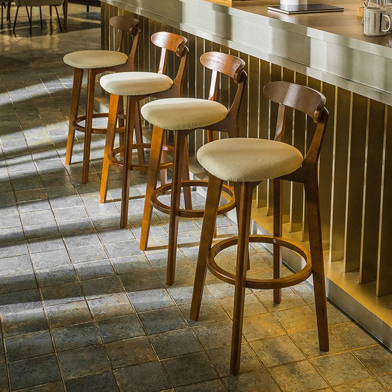 Contemporary Low Back Rubberwood Stool Matte Finish Upholstered Bar Stools