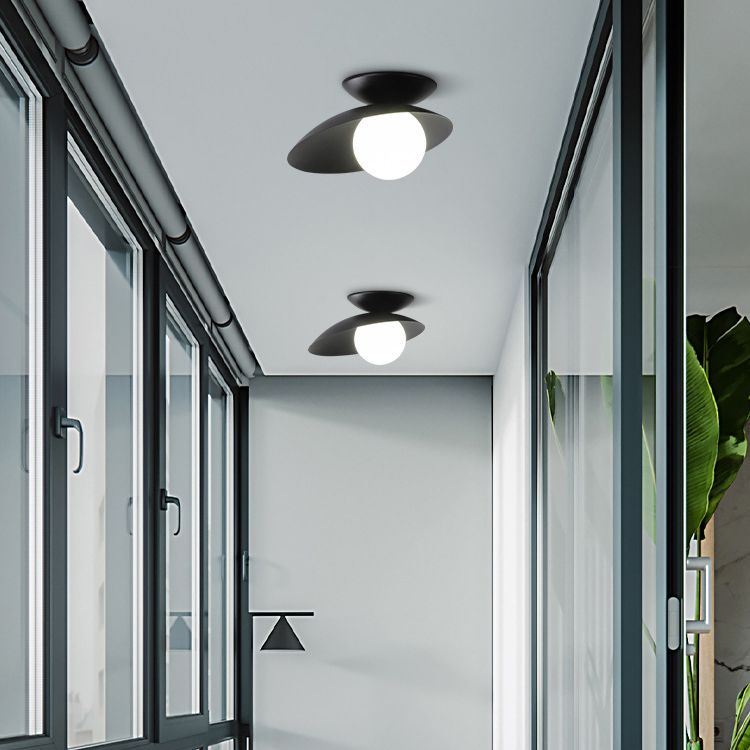 Single Black Flush Mount Lighting Unique Metal LED Ceiling Light
