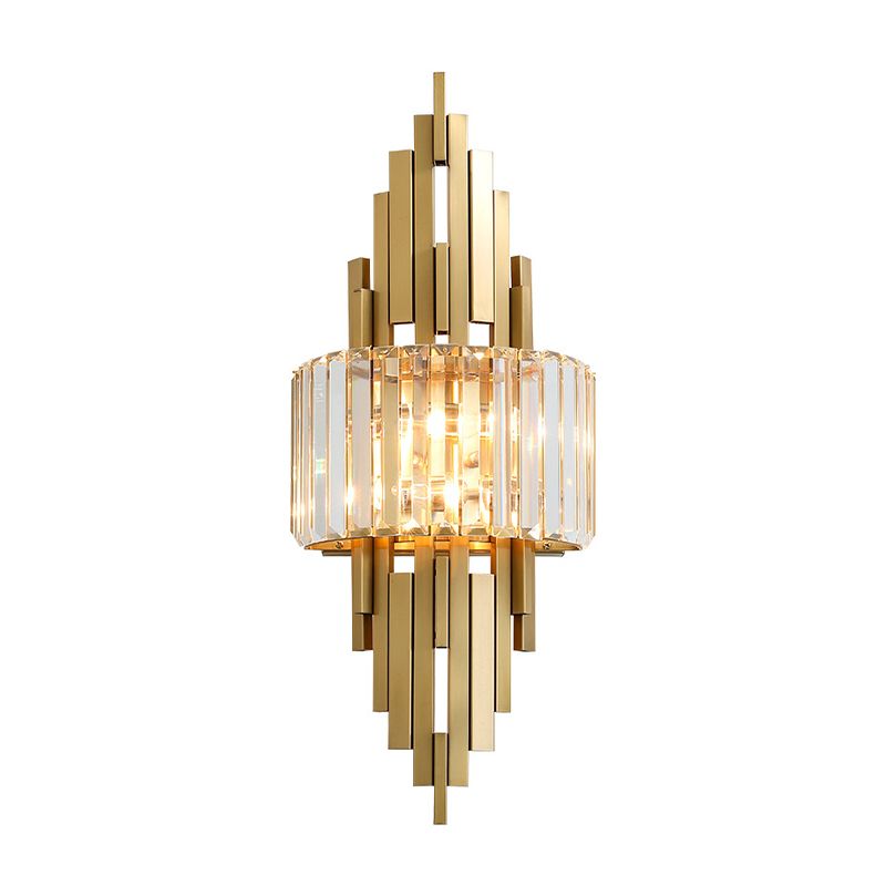 2-Light Modern Golden Wall Mounted Sconce Unique Crystal Wall Light for Foyer