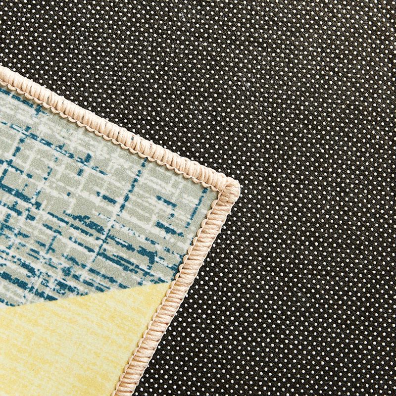 Blue Tone Modern Indoor Rug Polyester Leaves Print Carpet Easy Care Rug for Home Decoration