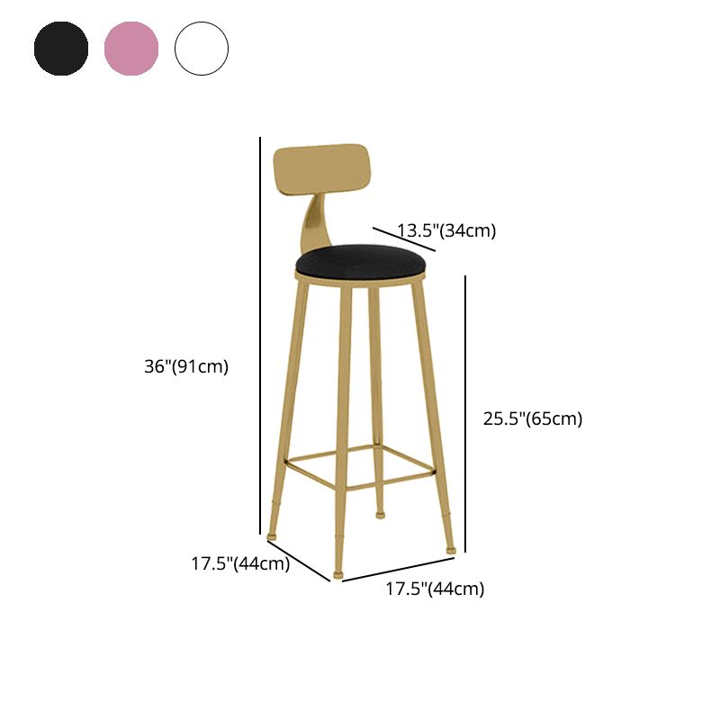 Scandinavian Round Low Back Counter Stools Upholstered Bar Stools with Cushion