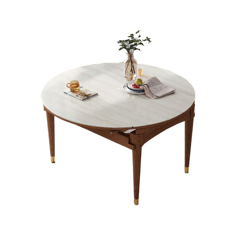 Modern Stone Scalable Dining Table Solid Wood Legs for Dining Room