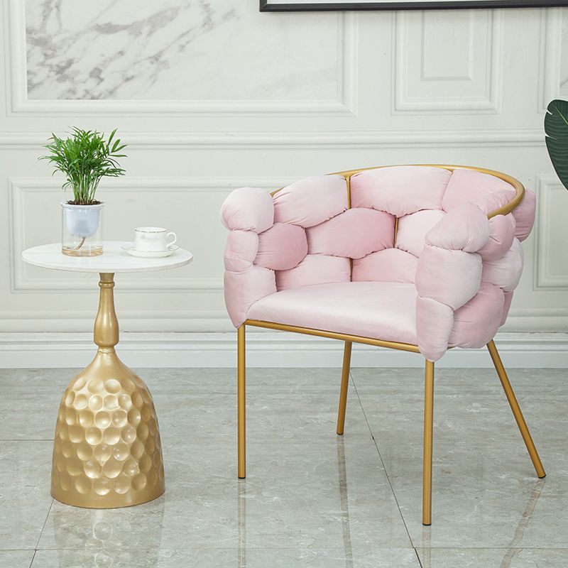 Glam Metal Dining Room Chair Velvet Dining Side Chair for Home Use