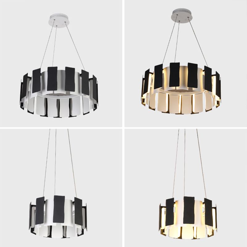 Circular Bernero Candelier Luz Luz Led Metal LED contemporáneo Kit de luz colgante en negro