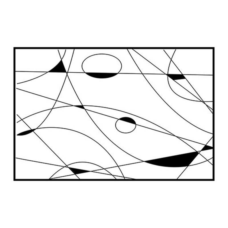 Black Simple Rug Polyester Circle Rug Stain Resistant Indoor Rug for Living Room