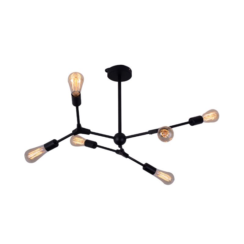 6/8/9 Lights Bedroom Chandelier with Sputnik Metal Shade Modernist Hanging Light Fixture with Bare Bulb