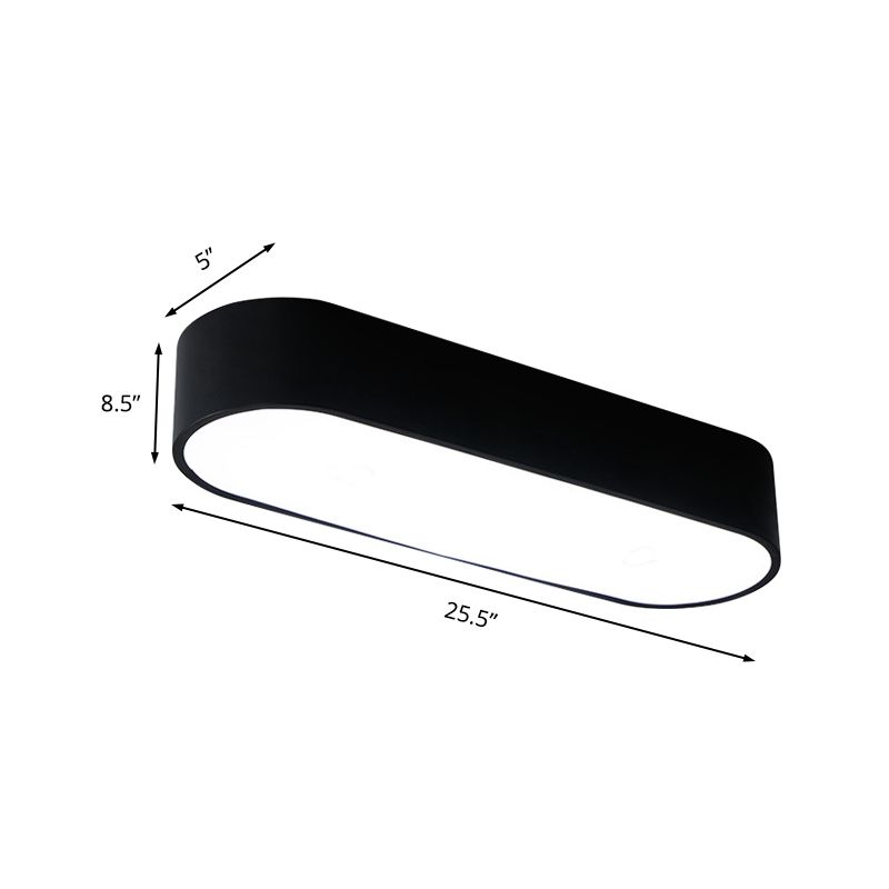 Lámpara de techo empotrada con caja de borde liso, LED de metal moderno, 23,5 "/ 35,5" de ancho, luz de techo empotrada blanca/negra para dormitorio en luz blanca/cálida