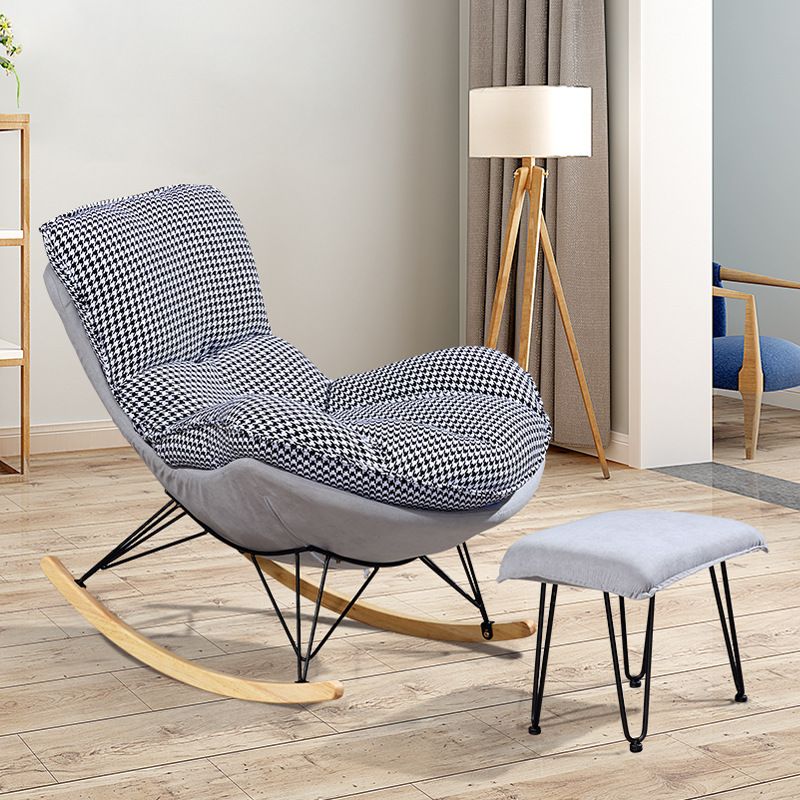 Modern Style Rocker Chair Metal Frame Spindle Cushions Rocker Chair with Ottoman