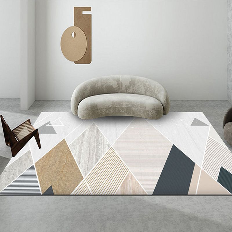 Fancy Living Room Area Rug Geometric Print Rug Polyster Carpet with Non-Slip Backing