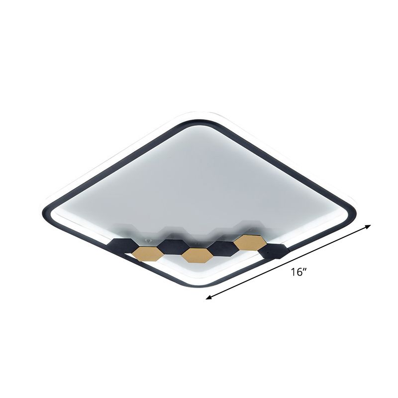 Simple Round/Square Ceiling Flush Acrylic LED Corridor Flush Mount Lamp with Leaf/Geometric Design in Black