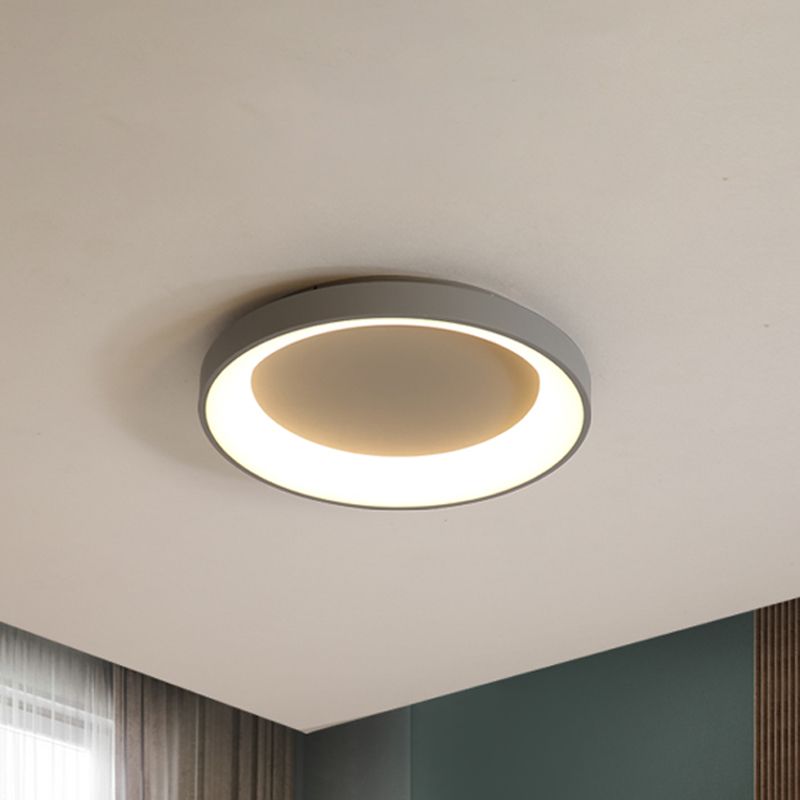 Nordic Style Plate Iron Ceiling Fixture 8.5"/16"/19.5" Wide LED Flush Mount Lamp in Grey/White for Bedroom