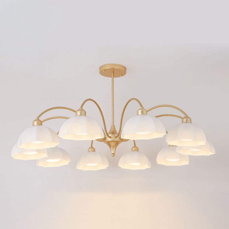 Glass Floriated Pendant Light in Modern Creative Style Lacquered Iron Chandelier for Dining Room