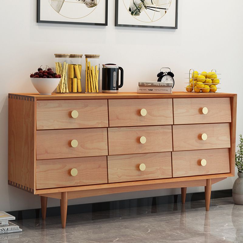 Ultra-Modern Double Dresser Horizontal Solid Wood Storage Chest Dresser for Bedroom