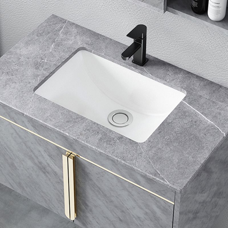 Glam Sink Vanity Wall-Mounted 2 Doors Rectangle Single Bathroom Sink Vanity with Mirror
