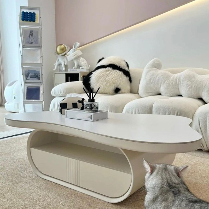 35" Wide Contemporary Cocktail Table White Single Coffee Table