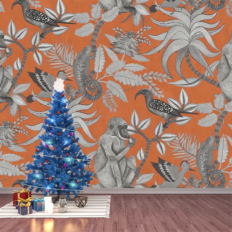 Fresh Jungle and Animal Mural Wallpaper for Accent Wall, Natural Color, Made to Measure