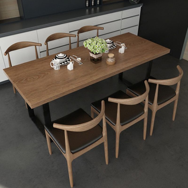 Industrial Style Solid Wood Top Dinette Set with Rectangle Shape Table Dining Room Set