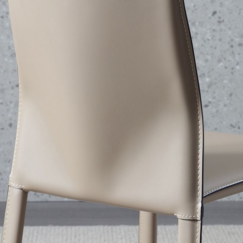 Designer Style Home Solid Back Dining Chair Matte Finish Leather Side Chair