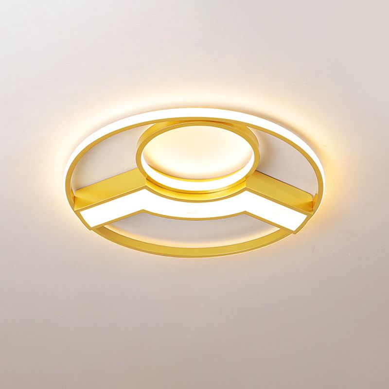 Golden Hoop LED Ceiling Light Modern Creative Acrylic Flush Mount Fixture in Warm/White Light, 16.5"/20.5" Diameter