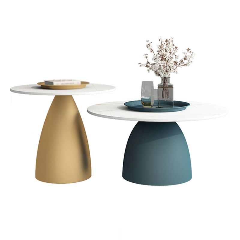 Modern Style White/black Top Rock Sheet Metal Craft Round Coffee Table