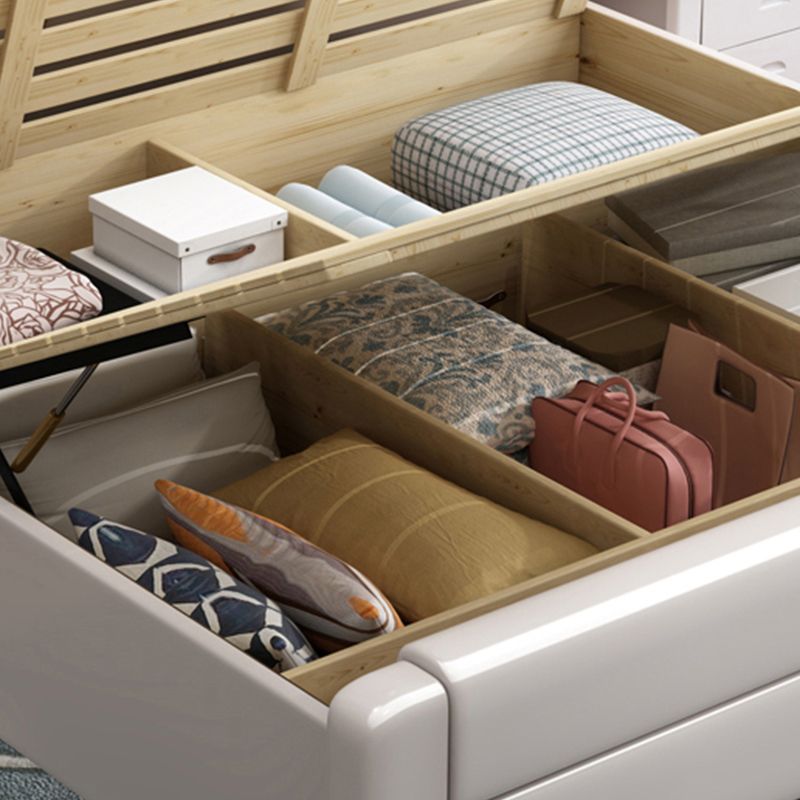 Modern Solid Color Wood Panel Standard Bed, Rectangular Headboard Bed