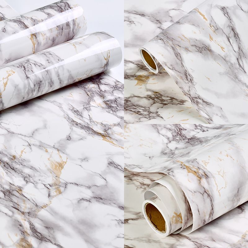 Modern Adhesive Faux Marble Wallpaper Soft-Color Temporary Wall Art for Bathroom