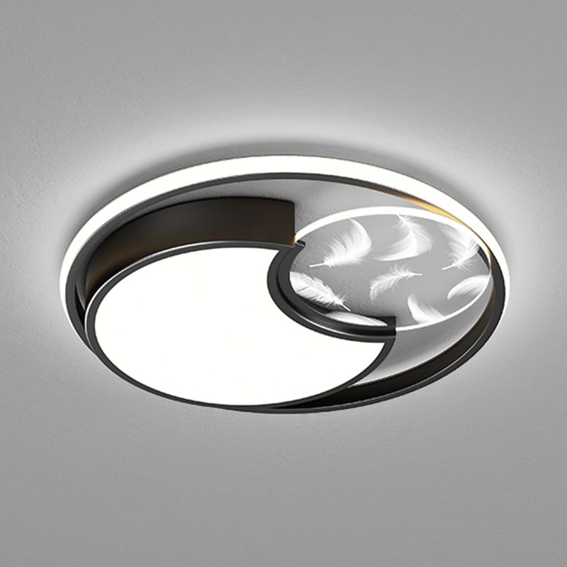 Lacquered Circular LED Ceiling Light in Modern Creative Style Feather Indoor Ceiling Fixture with Acrylic Shade