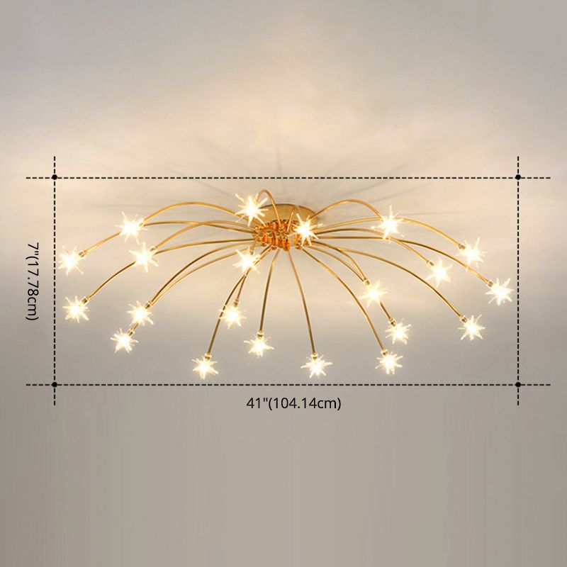 Lámpara de techo Radial Star en soporte semiempotrado LED de metal de estilo moderno y lujoso para dormitorio