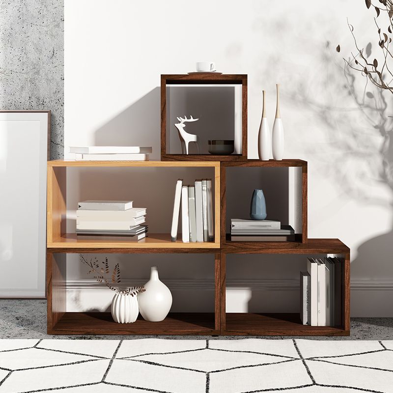 Open Back Contemporary Bookshelf Solid Wood Cube Bookcase for Office