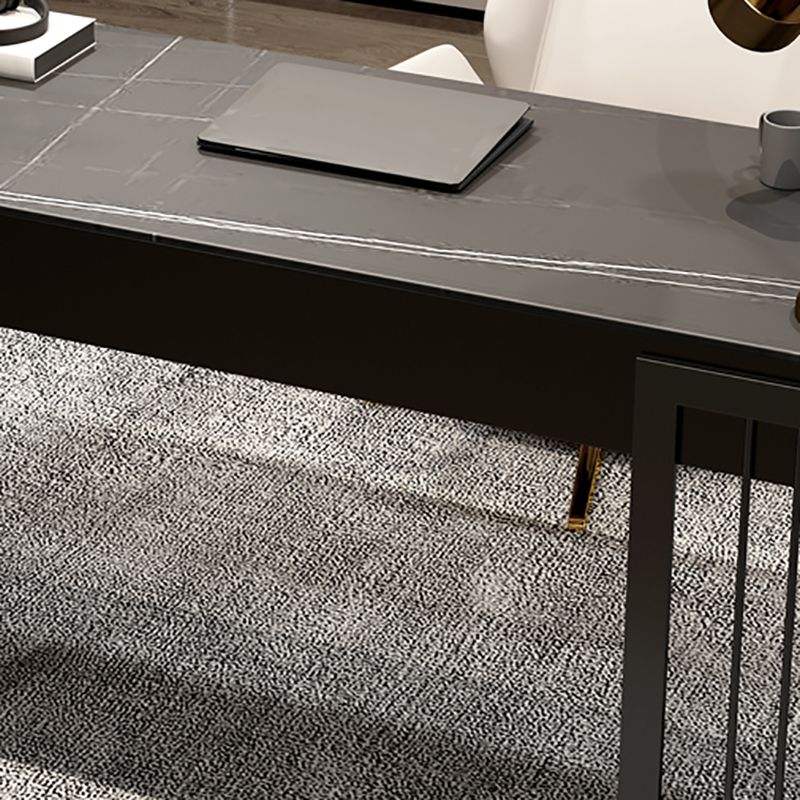 Contemporary Writing Desk Curved Sled Office Desk Black and White