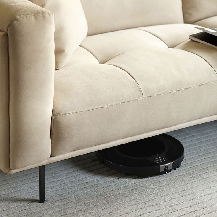 Tufted Modern Faux Leather Sofa Tuxedo Arm Cushions Sofa - 31.5" H