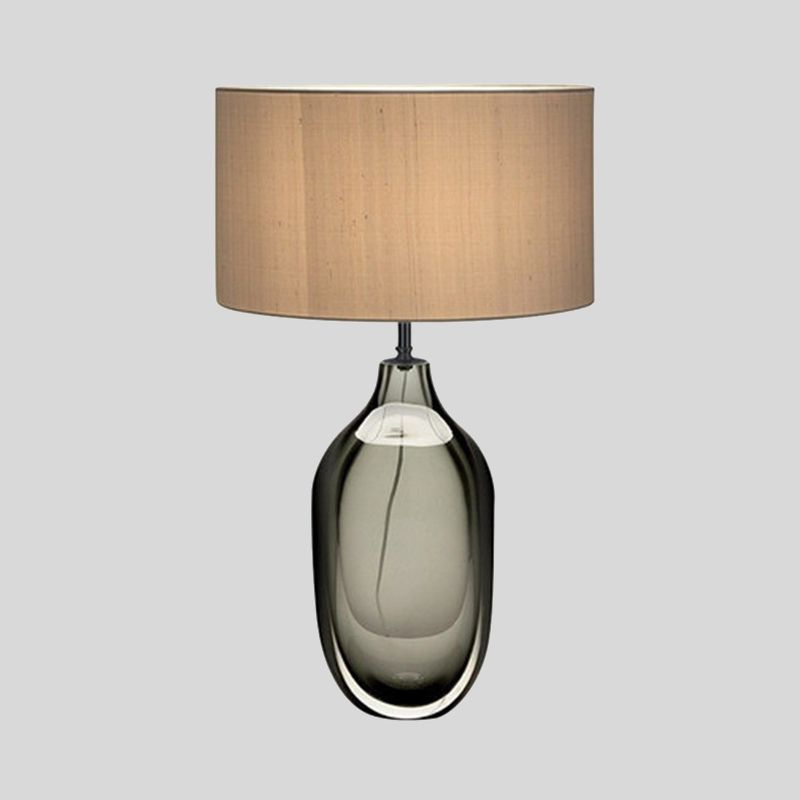 Lampada da lavoro in cristallo con paralume dritto, tessuto modernista, 1 lampadina, luce da lettura in kaki
