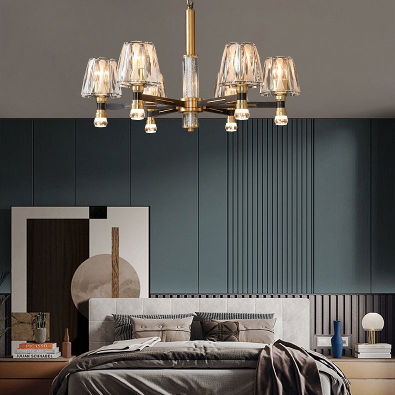 Conical Chandelier Light Fixture Traditional Clear Glass Pendant Lighting for Restaurant