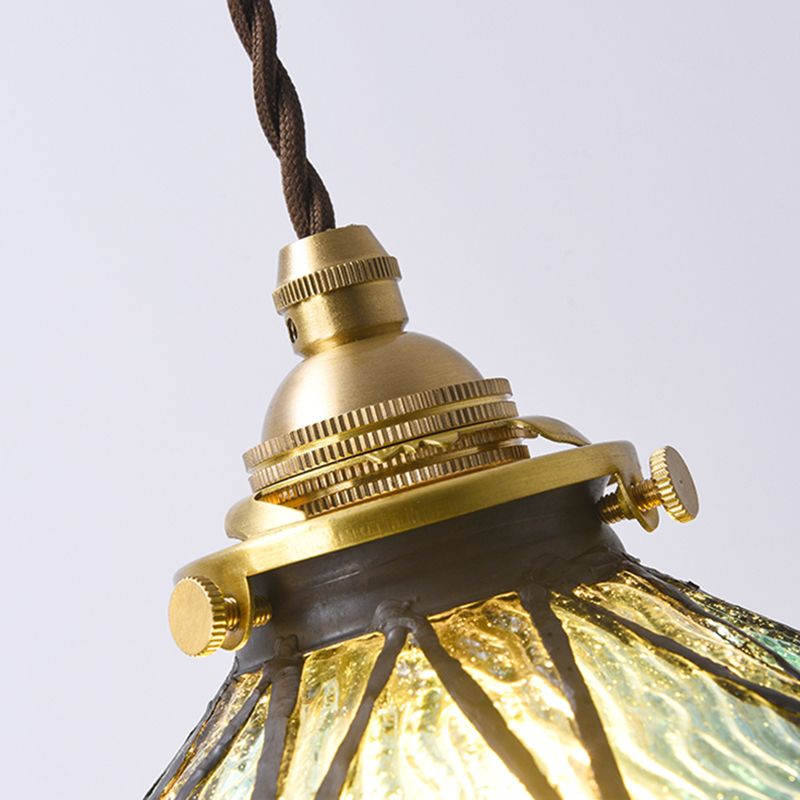 Bedroom Hanging Ceiling Light Tiffany Pendant Ceiling Light with Conical Stained Art Glass