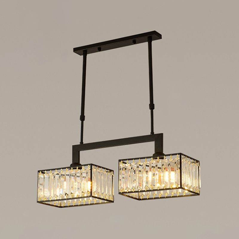 Luxury Rectangular Shade Pendant Light, Simple Crystal Pendant Lighting for Dinner Table
