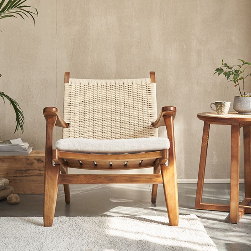 Arms Included Wood Square Arms Woven Back Lounge Accent Chair,30.70" W