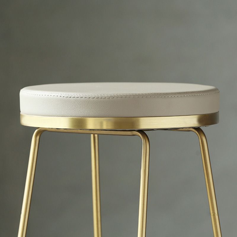 Modern Backless Counter Stool Upholstered Bar Stool with Metal Base