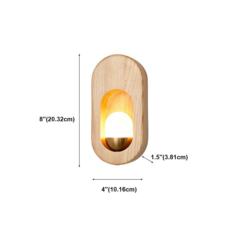 Oval Wall Lighting Fixtures Modern Style Wood 1 Light Wall Lighting