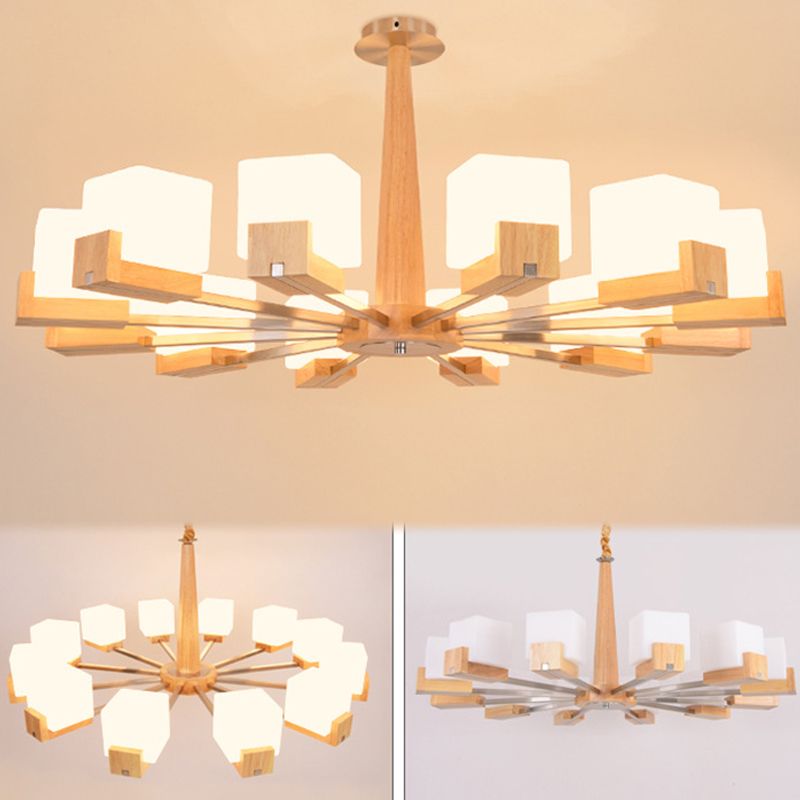 Quadratische Kronleuchterleuchte moderne weiße GlaSpendant Beleuchtung für das Restaurant