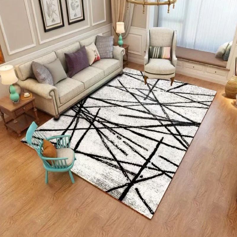 Beige Modern Rug Polyester Geometric Rug Non-Slip Backing Rug for Home Decoration
