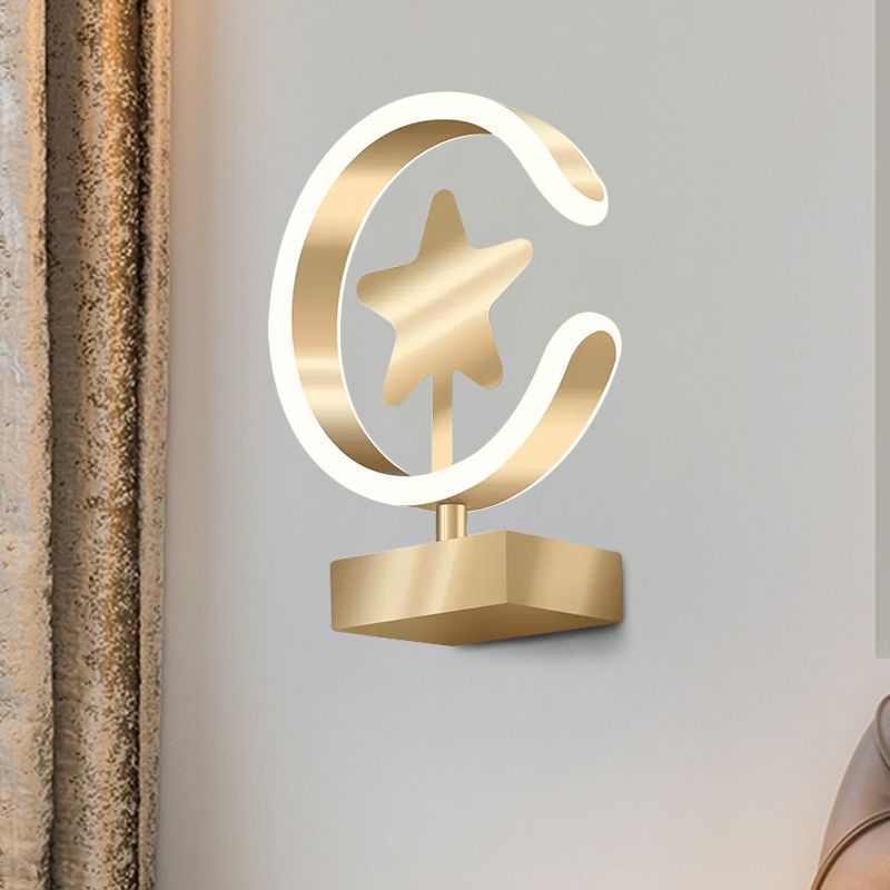 Lampada a parete acrilica a stella Lampada a muro a parete oro a LED contemporanea in luce calda/bianca