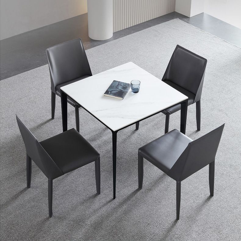 Industrial Style 4 Legs Furniture Stone Square Dining Table for Dining Room