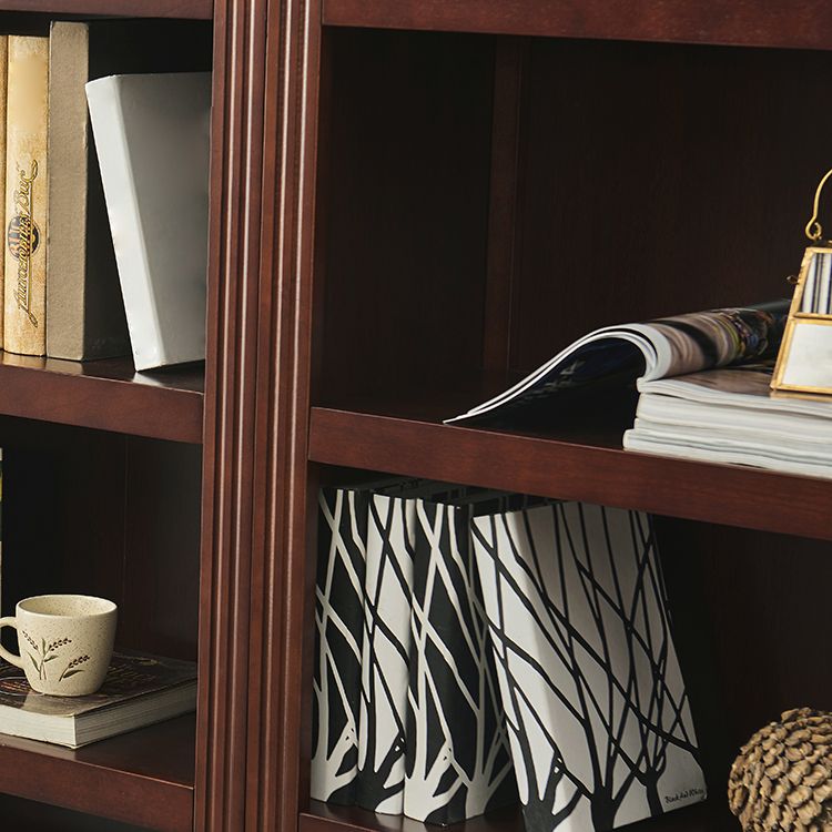 Contemporary Style Bookshelf Solid Wood Closed Back Bookcase for Office and Home